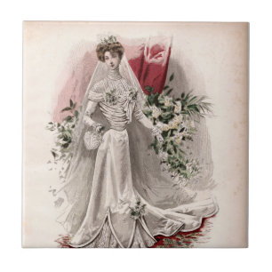 Edwardian Lady In Wedding Gown Vintage Fashion Tile