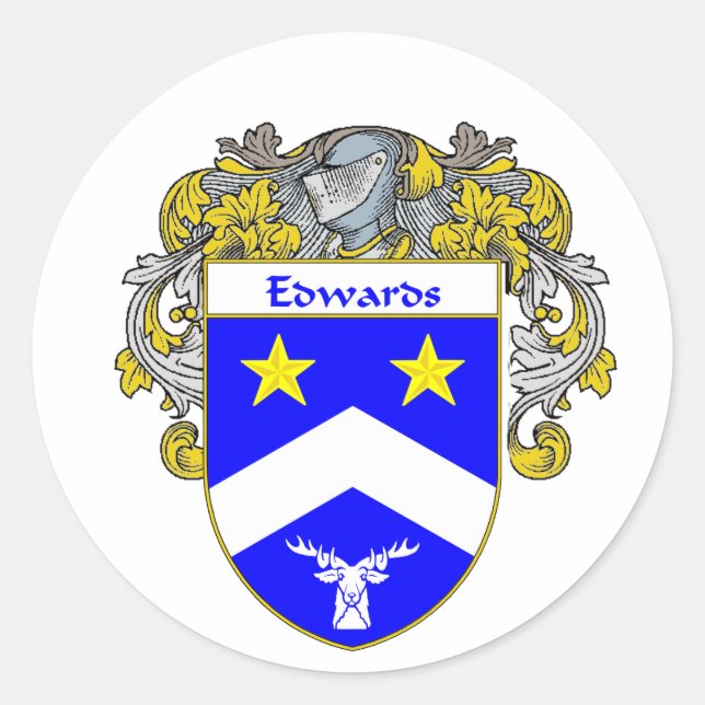 Edwards Coat of Arms (Mantled) Classic Round Sticker (Front)
