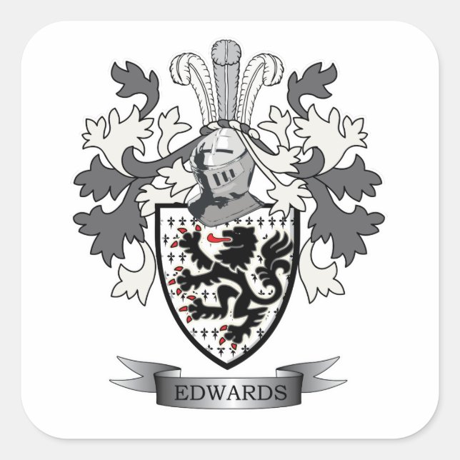 Edwards Family Crest Coat of Arms Square Sticker (Front)