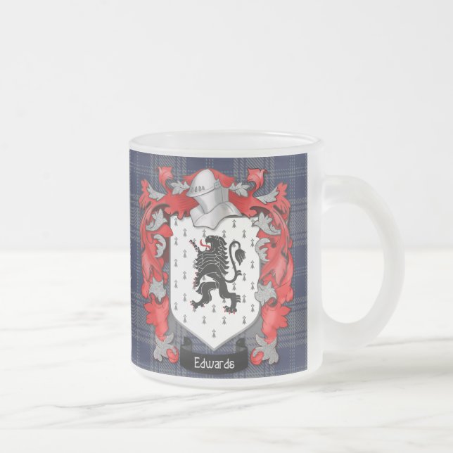 Edwards Family Crest - Wales Frosted Glass Coffee Mug (Right)