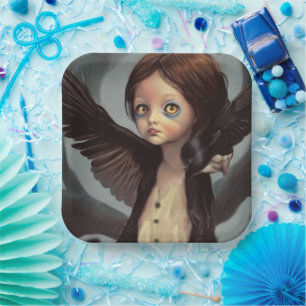 Edwin gothic black bird crow grunge paper plate