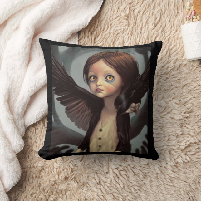 Edwin gothic black crow grunge cushion (Blanket)