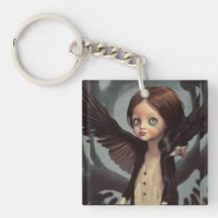 Edwin gothic black crow grunge key ring