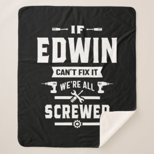 Edwin Personalised Name Birthday Gift Sherpa Blanket