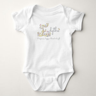 Edythe name meaning letter E monogram lettering Baby Bodysuit