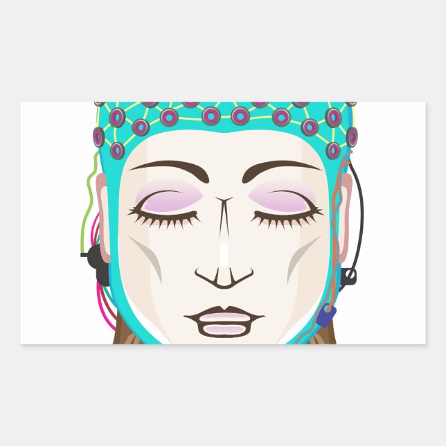 EEG device Mind reading scanning Brain signals Rectangular Sticker (Front)
