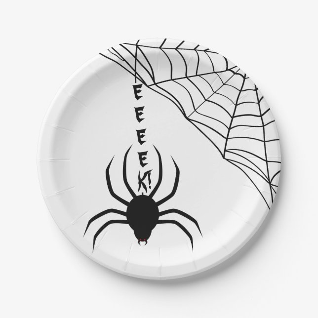 Eek a Spider Halloween Party Paper Plate (Front)