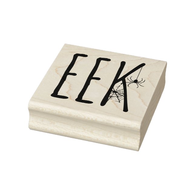Eek Spooky Spider & Spiderweb Halloween Rubber Stamp (Stamp)
