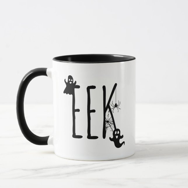 Eek Whimsical Spooky Ghosts Haunted Halloween Mug (Left)