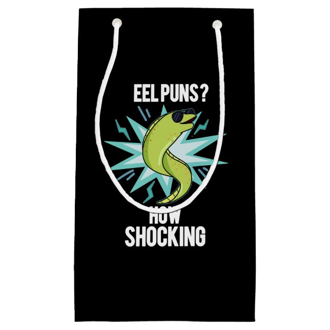 Eel Puns How Shocking Funny Animal Pun Dark BG Small Gift Bag (Front)