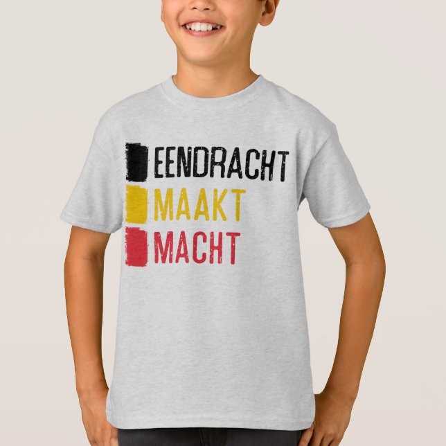 Eendracht Maakt Macht Belgian Motto Tee, Belgium T-Shirt (Front)