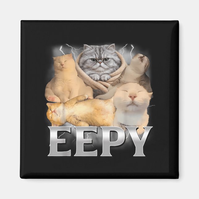 Eepy Cat Funny Silly Sleepy Cat Meme Magnet (Front)