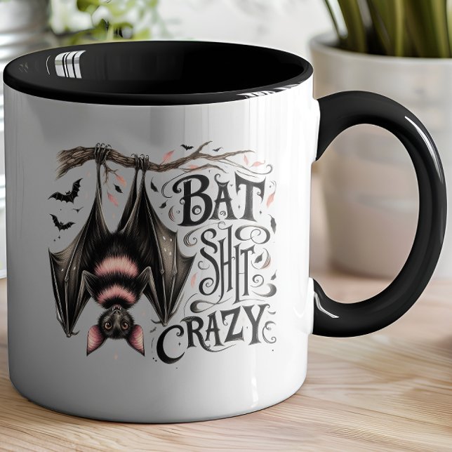 Eerie Arboreal Bat Decor Adorable Mug (Crazy like a bat!)