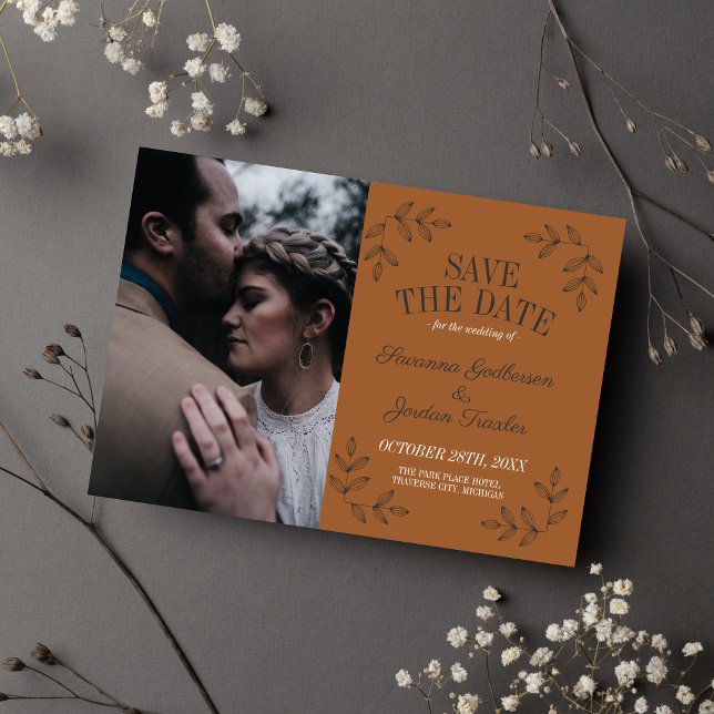 Eerie Autumn Halloween Black Terracotta Gothic Save The Date (Creator Uploaded)