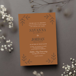Eerie Autumn Halloween Terracotta Black Wedding Invitation
