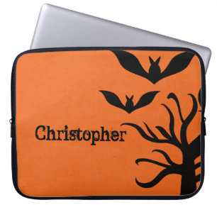 Eerie Bats Electronics Sleeve, Orange Laptop Sleeve