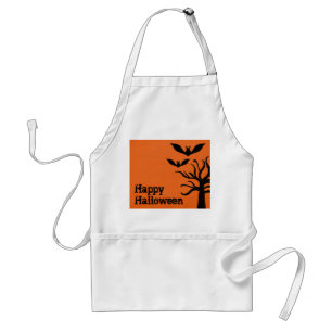 Eerie Bats Halloween Apron, Orange Standard Apron