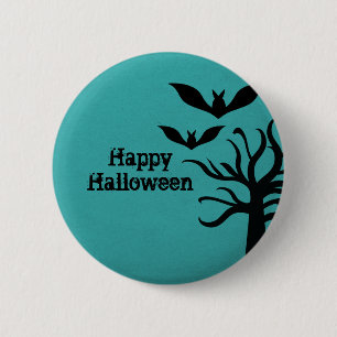 Eerie Bats Halloween Button, Aqua 6 Cm Round Badge