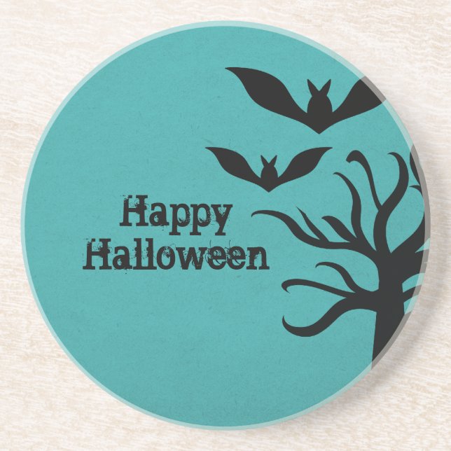 Eerie Bats Halloween Coaster, Aqua Coaster (Front)