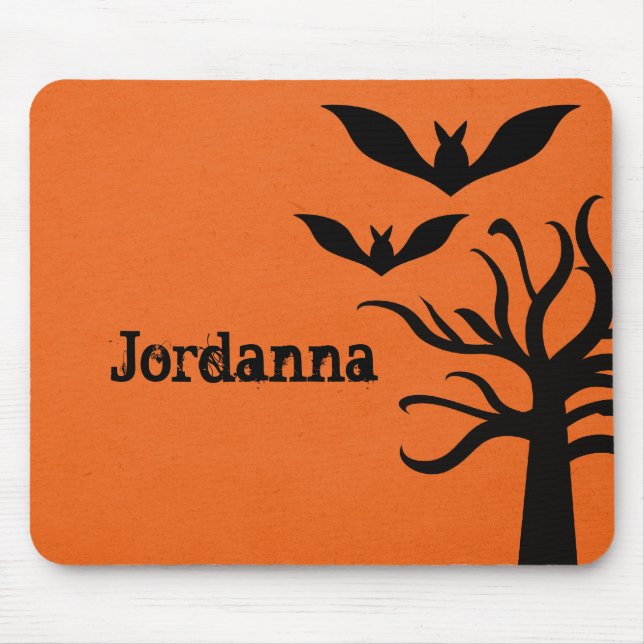 Eerie Bats Halloween Mousepad, Orange Mouse Pad (Front)