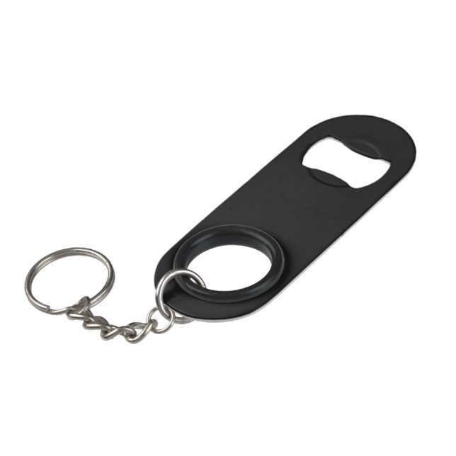 Eerie Black Mini Bottle Opener with Keychain (Front Angled)