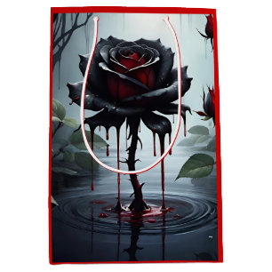 Eerie black rose red  medium gift bag