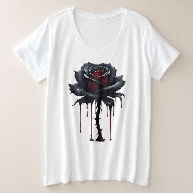 Eerie black rose white plus size T-Shirt (Design Front)