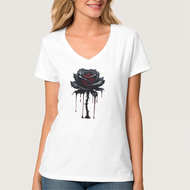 Eerie black rose white T-Shirt (Front)