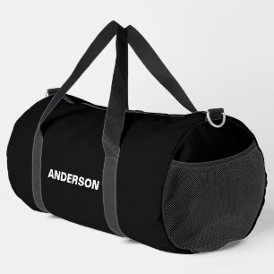 Eerie Black Solid Colour Custom name  Duffle Bag