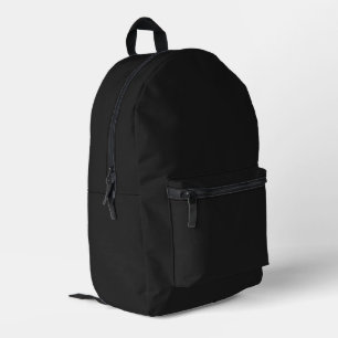 Eerie Black Solid Colour Printed Backpack