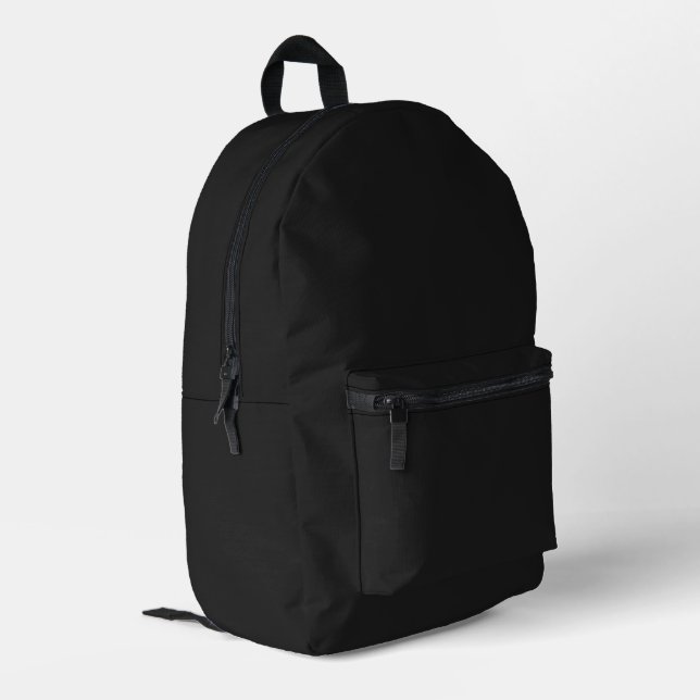 Eerie Black Solid Colour Printed Backpack (Back Corner Left)