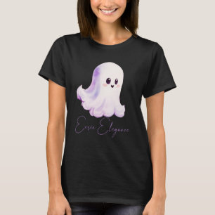 Eerie Elegance Cute Ghost Black Halloween T-Shirt