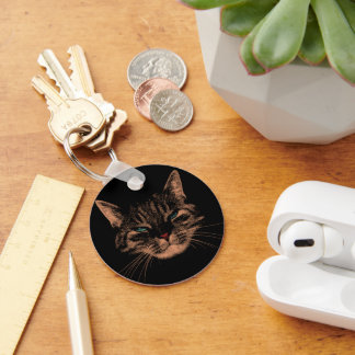 Eerie Eyes Cat Petrifying Purrs Halloween Cat Key Ring