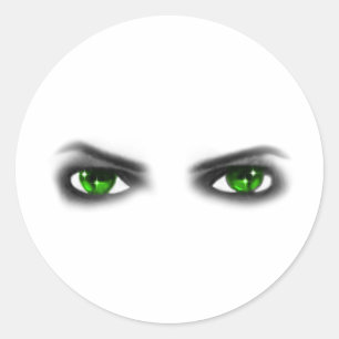 Eerie Green Eyes Classic Round Sticker