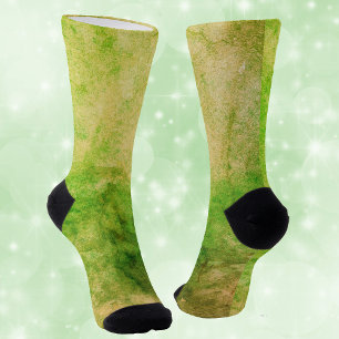 Eerie Green Yellow Abstract Design Watercolor look Socks