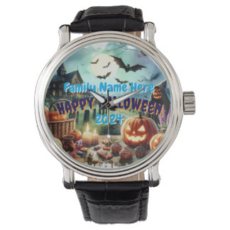 Eerie Halloween Night Watercolor Watch