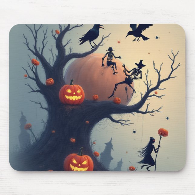 Eerie Halloween Tree Mouse Pad (Front)