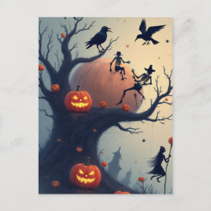 Eerie Halloween Tree Postcard