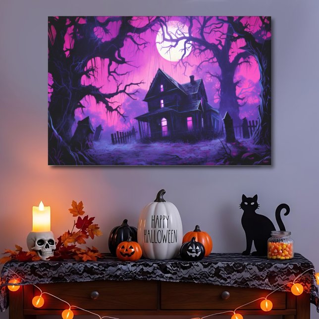 Eerie Haunted Halloween Manor Canvas Print (Creator Uploaded)