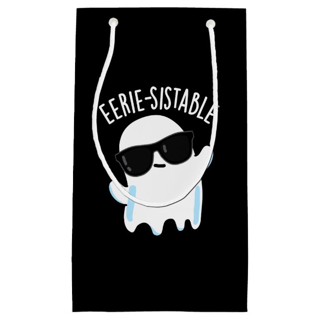 Eerie-sistable Funny Ghost Pun Dark BG Small Gift Bag (Front)