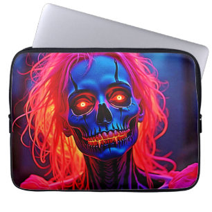 Eerie Skeleton with Pink Hair Design Laptop Sleeve