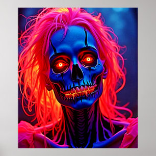 Eerie Skeleton with Pink Hair Design Poster