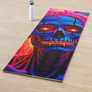 Eerie Skeleton with Pink Hair Design Yoga Mat