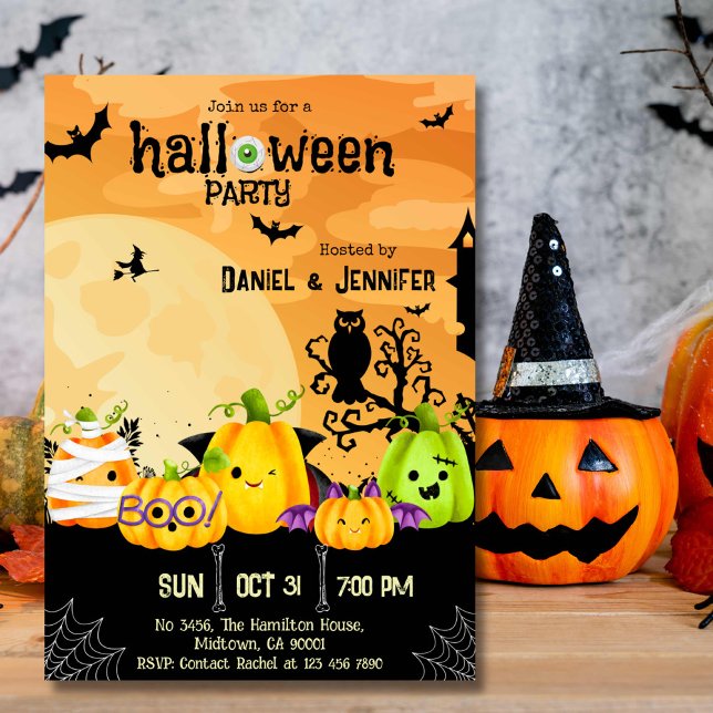 Eerie spooky skull moon Jack-O-Lantern Halloween  Invitation (Creator Uploaded)