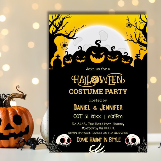 Eerie spooky skull moon Jack-O-Lantern Halloween  Invitation (Creator Uploaded)