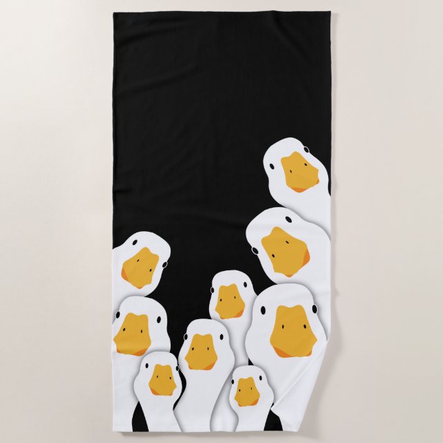 Eerie Surveillance: Geese Monitoring from Space Beach Towel (Front)