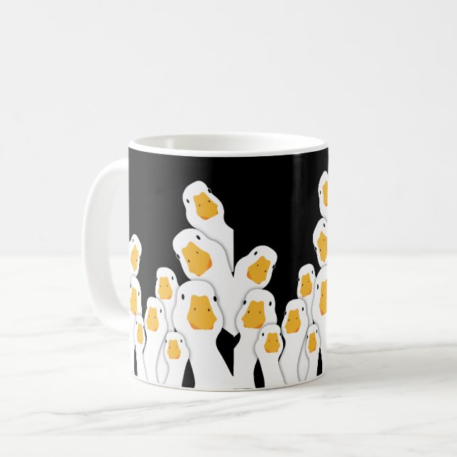 Eerie Surveillance: Geese Monitoring from Space Coffee Mug (Front Left)
