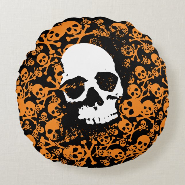 Eerie Symmetry: A Vibrant Array of Colourful Human Round Cushion (Front)