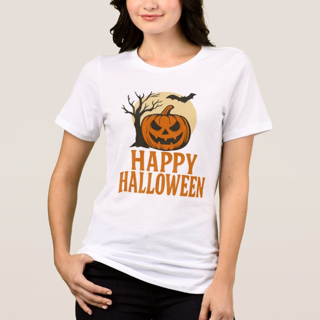 Eerie Tree & Pumpkin Halloween Shirt (Front)