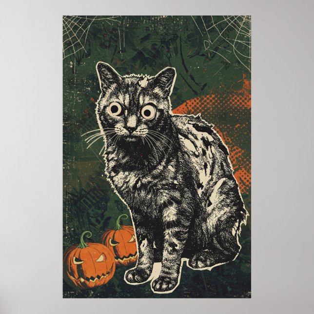 Eerie Undead Zombie Cat Poster (Front)
